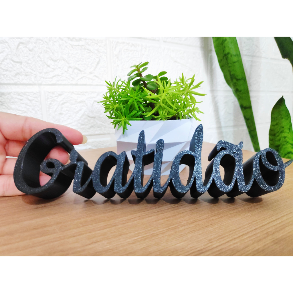 Enfeite Decorativo Gratidão + Vaso Decoração Sala Luxo Enfeite para Rak Quarto