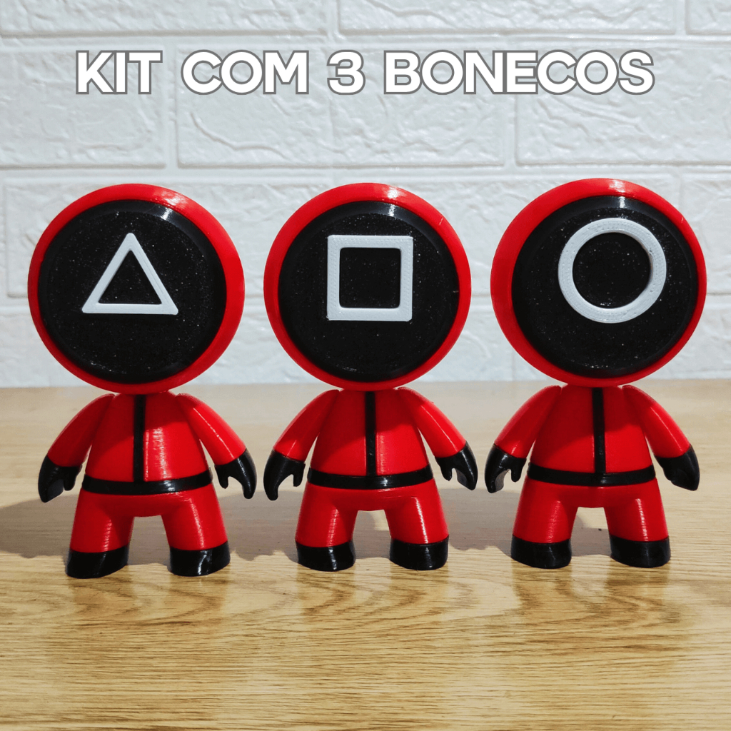 Kit 3 Bonecos Round 6 Squid Game Geek Action Figure  Itens Colecionáveis impressão 3D