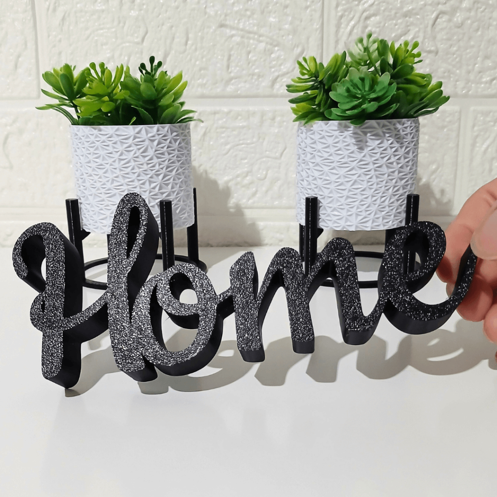 Kit Decorativo 2 Vasos + Letreiro HOME Enfeite Moderno para Sala| Impressão 3D