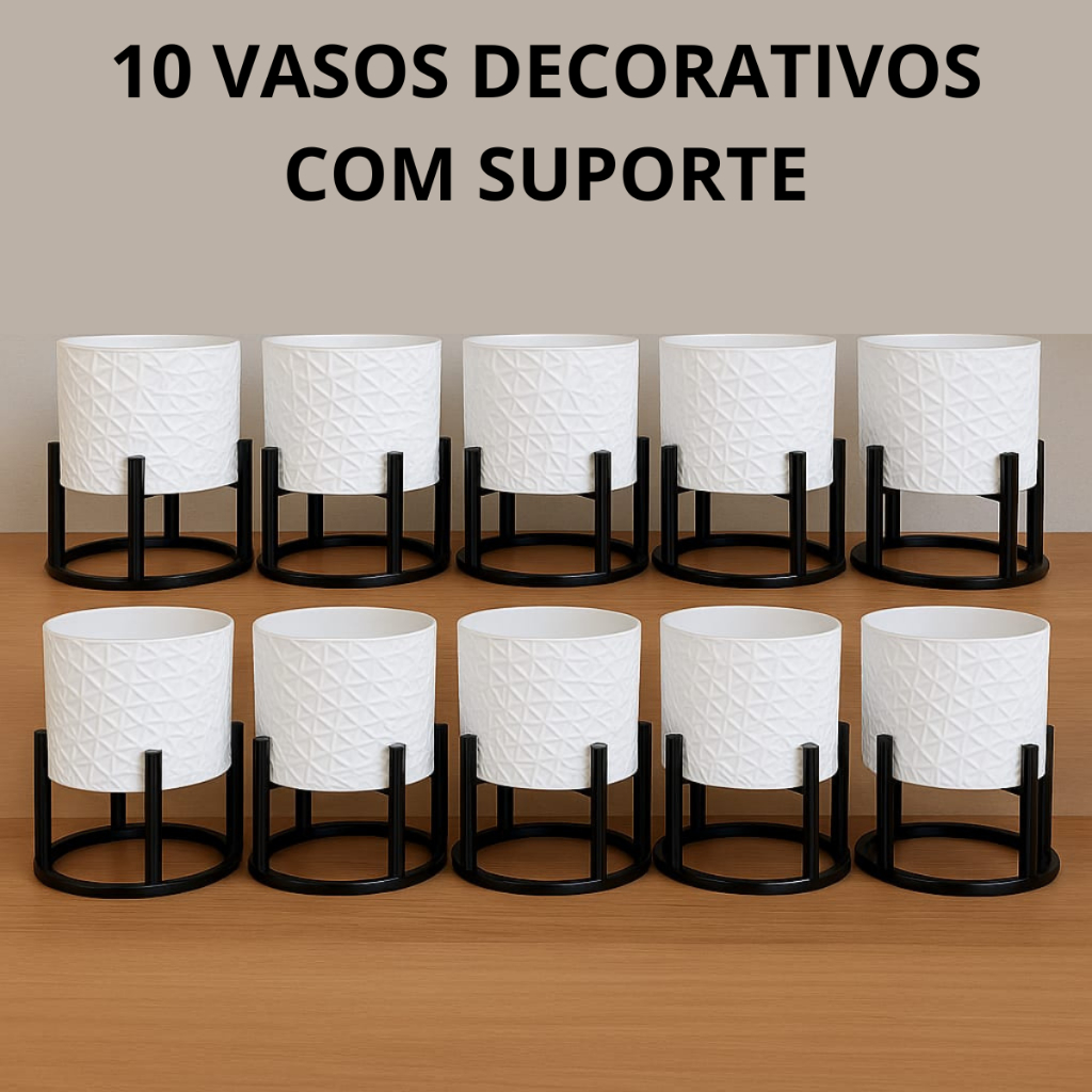 Kit Vasos Decorativos para Suculentas Decoração para Sala Rack Elegante