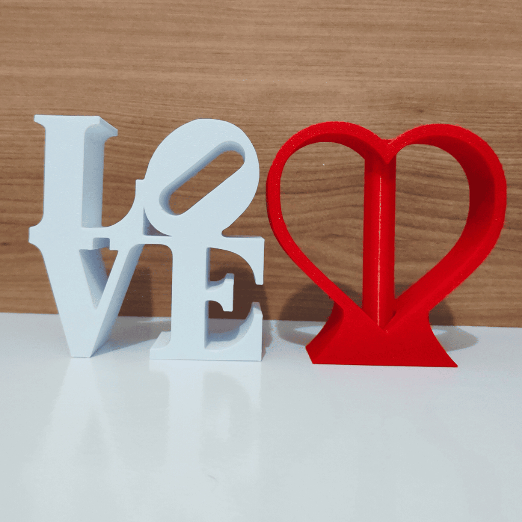 Letreiro Decorativo LOVE + Vaso de Coração Impressão 3D Palavra LOVE + Vaso Decoração Romântica