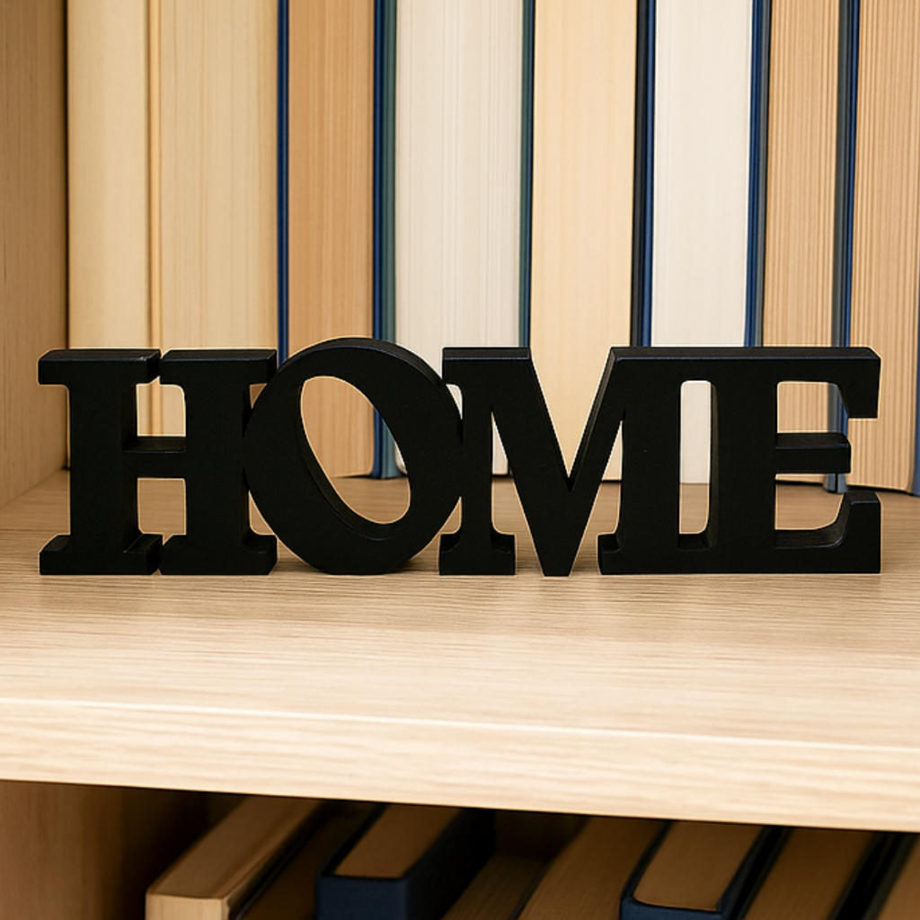 Letreiro Home Decorativo Enfeite para Quarto Rack Sala Estante Casa Decoração Minimalista