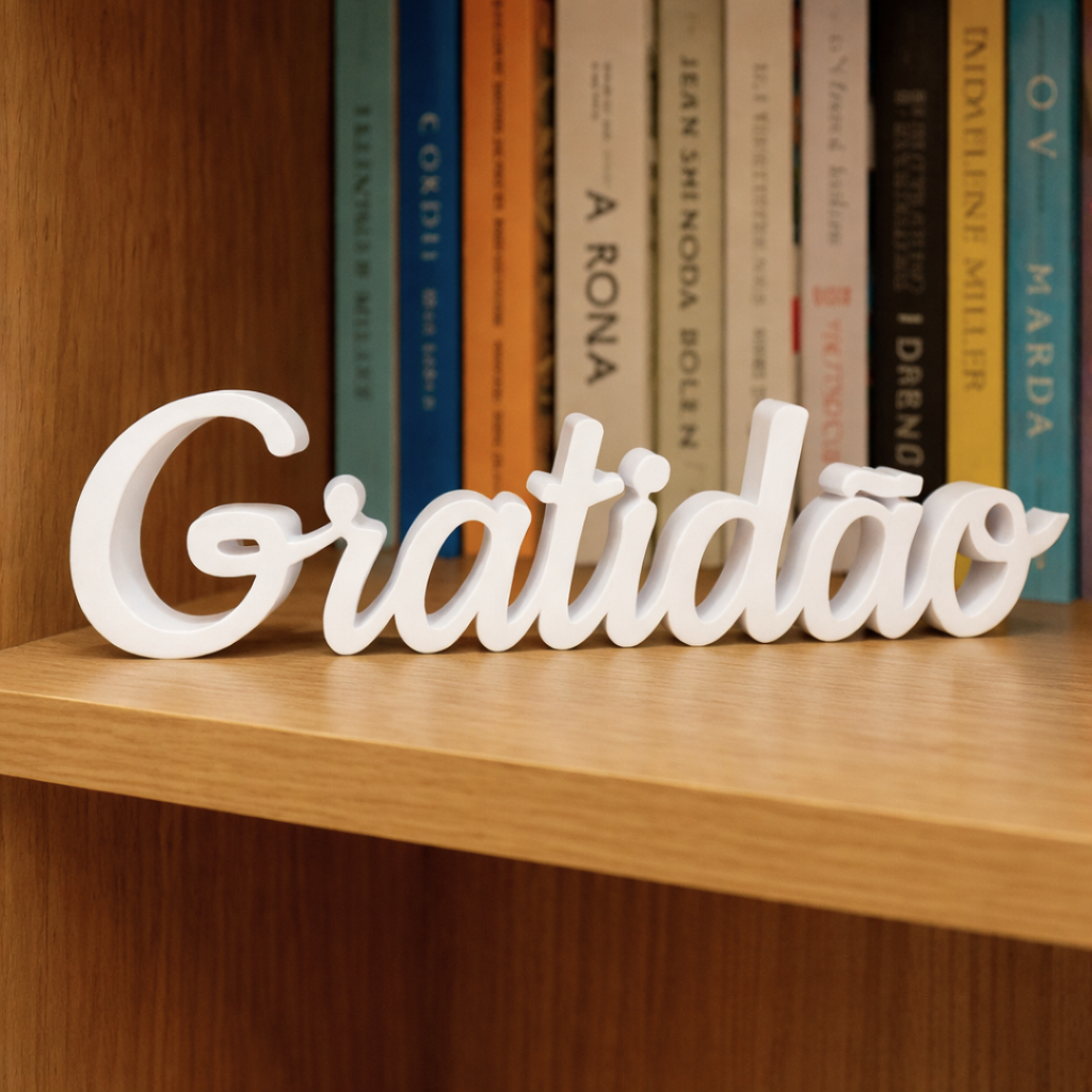 Palavra Gratidão Decoração Sala Enfeites para Casa Letreiro Decorativo 3D